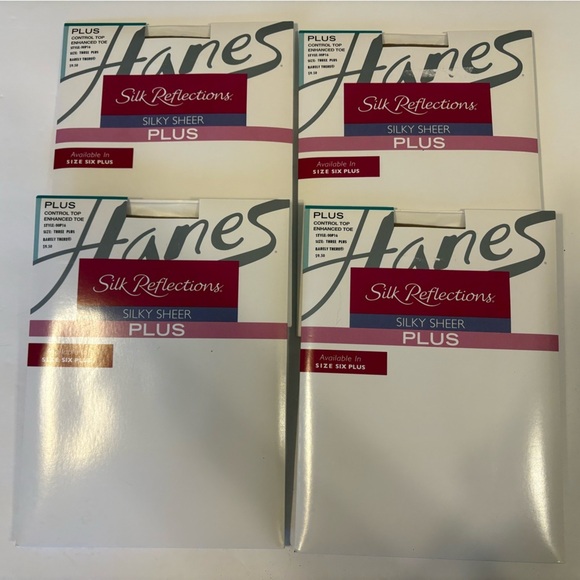 Hanes Silk Reflections Silky Sheer nylons pantyhose 4 packs size 3 plus NWT - Picture 5 of 5